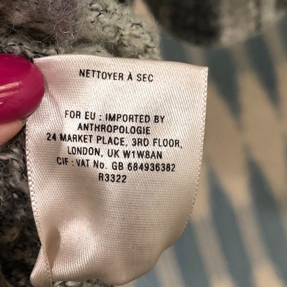 𝅺Anthropologie Sparrow Gray Wool Alpaca Poncho Sweater, One Size - Picture 10 of 10